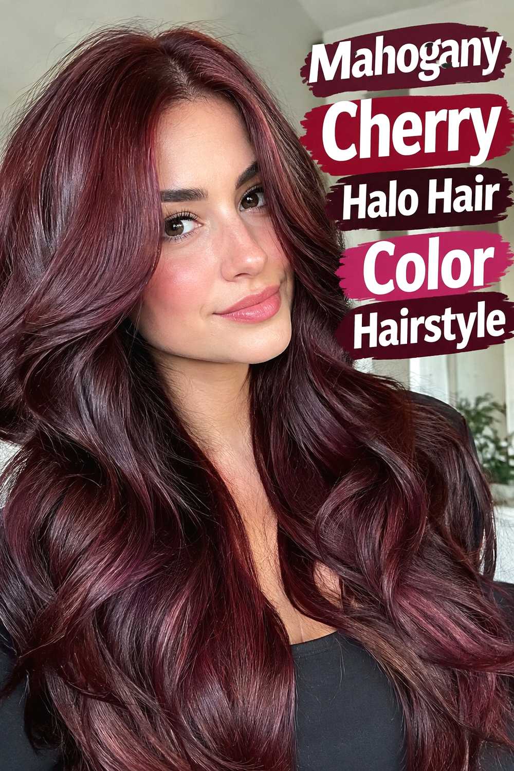 6. Mahogany Cherry Halo Hair Color Hairstyle