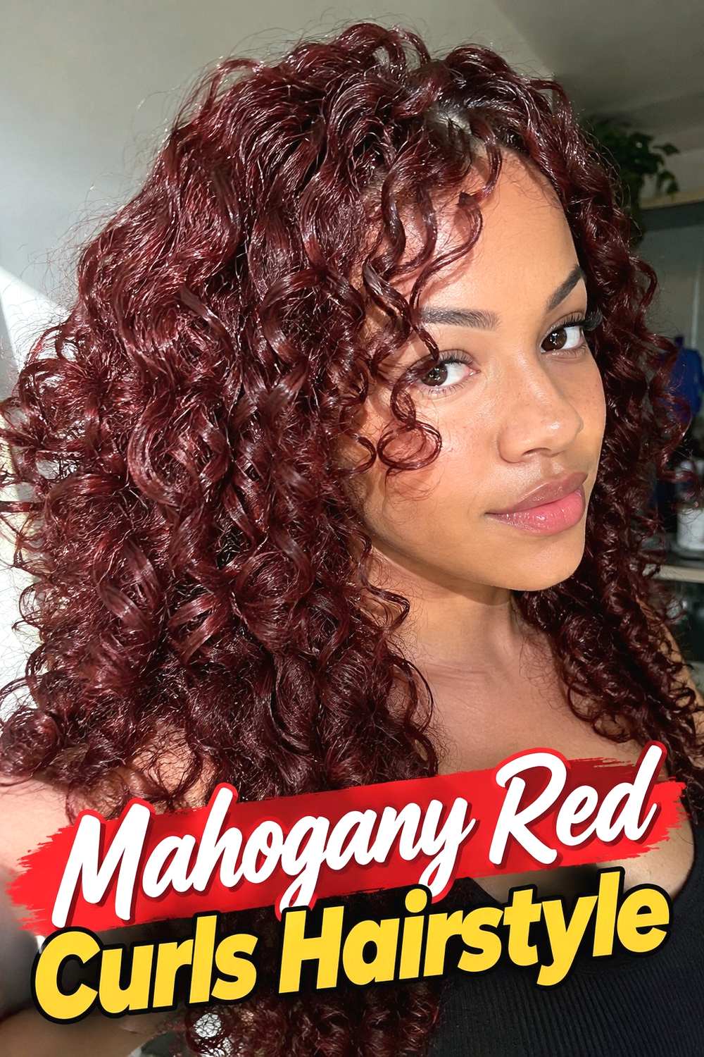 Mahogany Red Curls Hairstyle