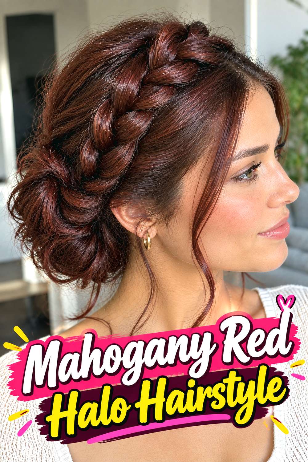 Mahogany Red Halo Hairstyle