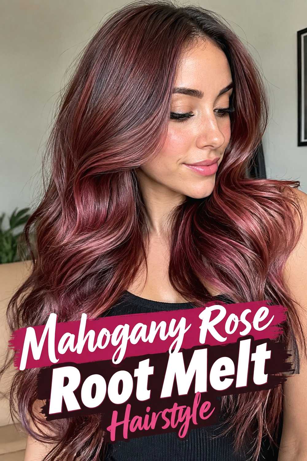 15. Mahogany Rose Root Melt Hairstyle