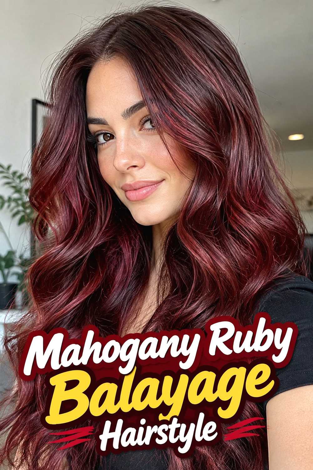 5. Mahogany Ruby Balayage Hairstyle