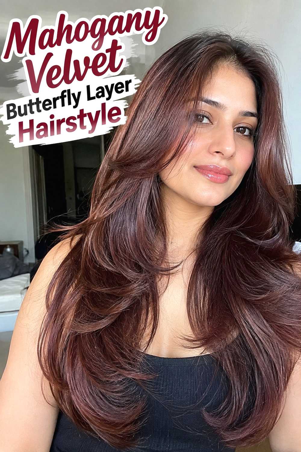 16. Mahogany Velvet Butterfly Layer Hairstyle