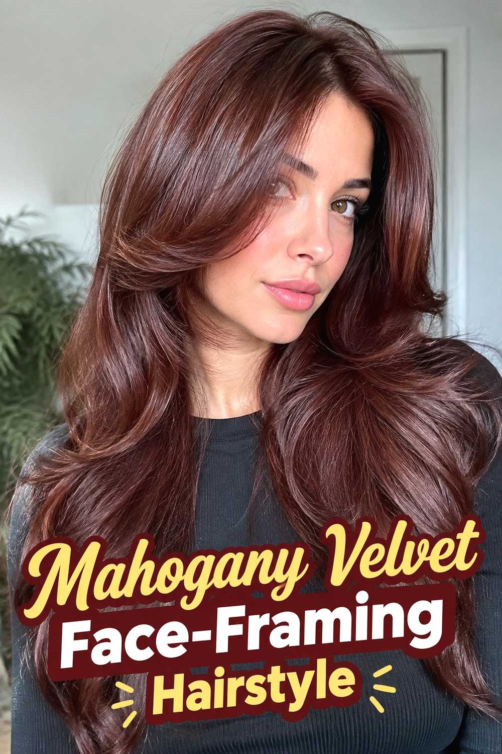 7. Mahogany Velvet Face Framing Hairstyle
