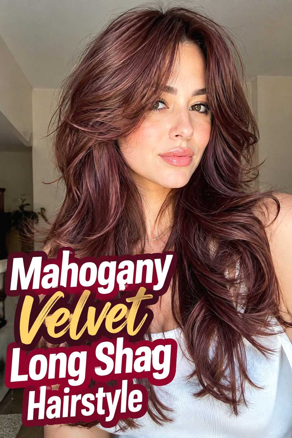 10. Mahogany Velvet Long Shag Hairstyle