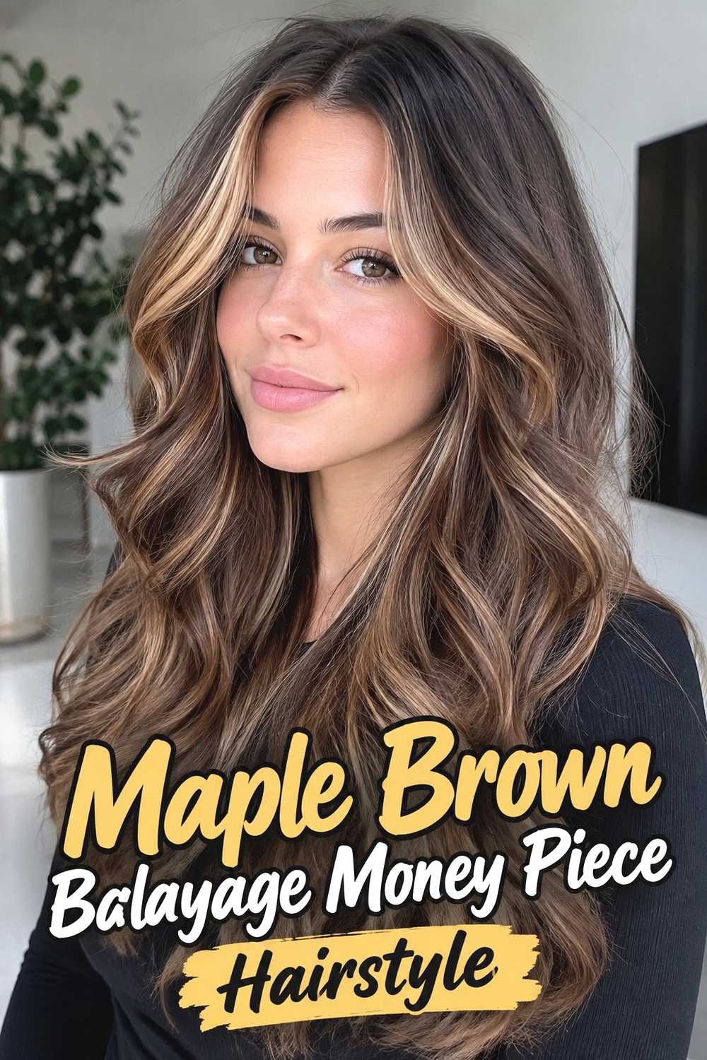 5. Maple Brown Balayage Money Piece Hairstyle