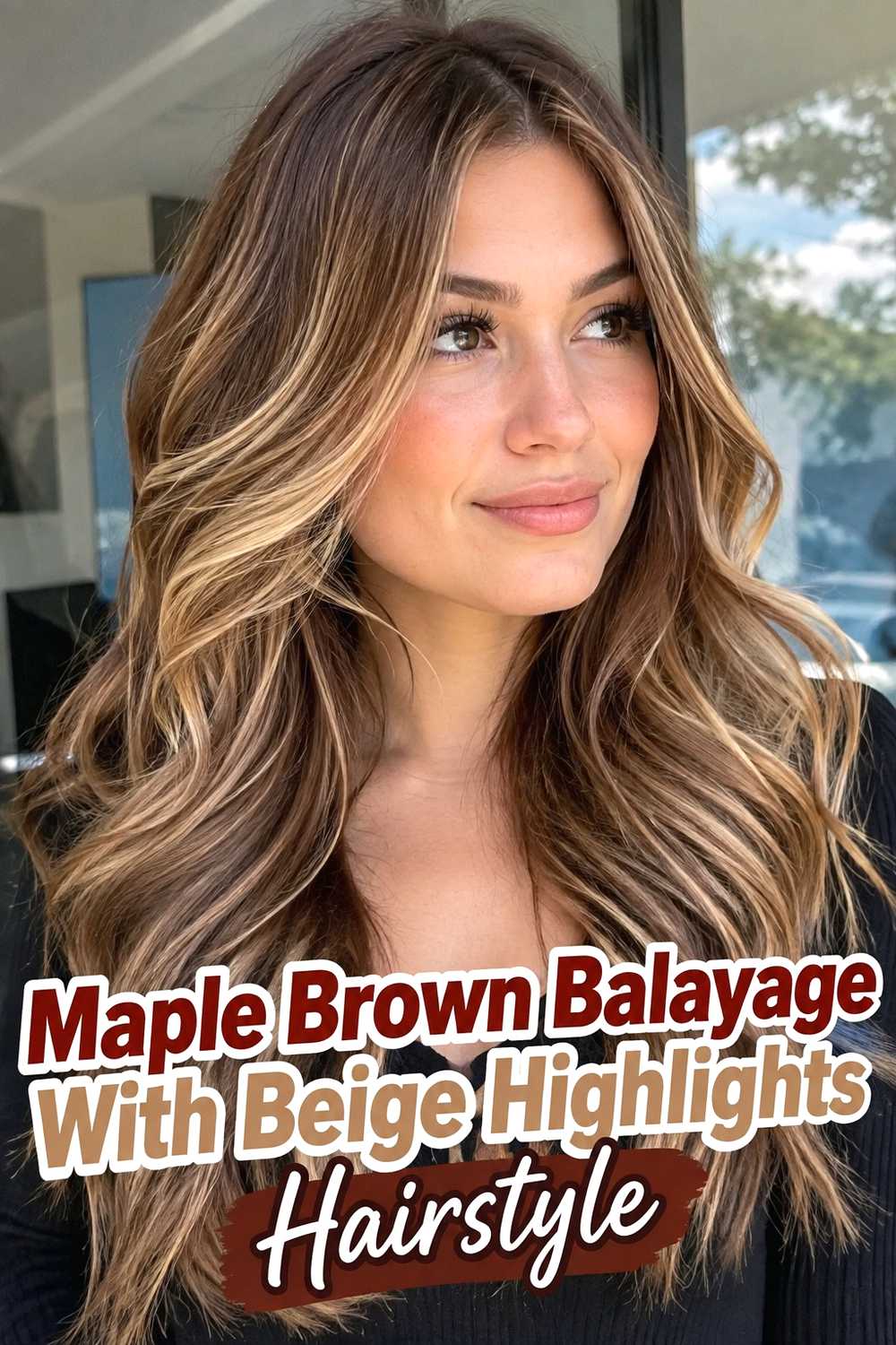 7. Maple Brown Balayage With Beige Highlights Hairstyle