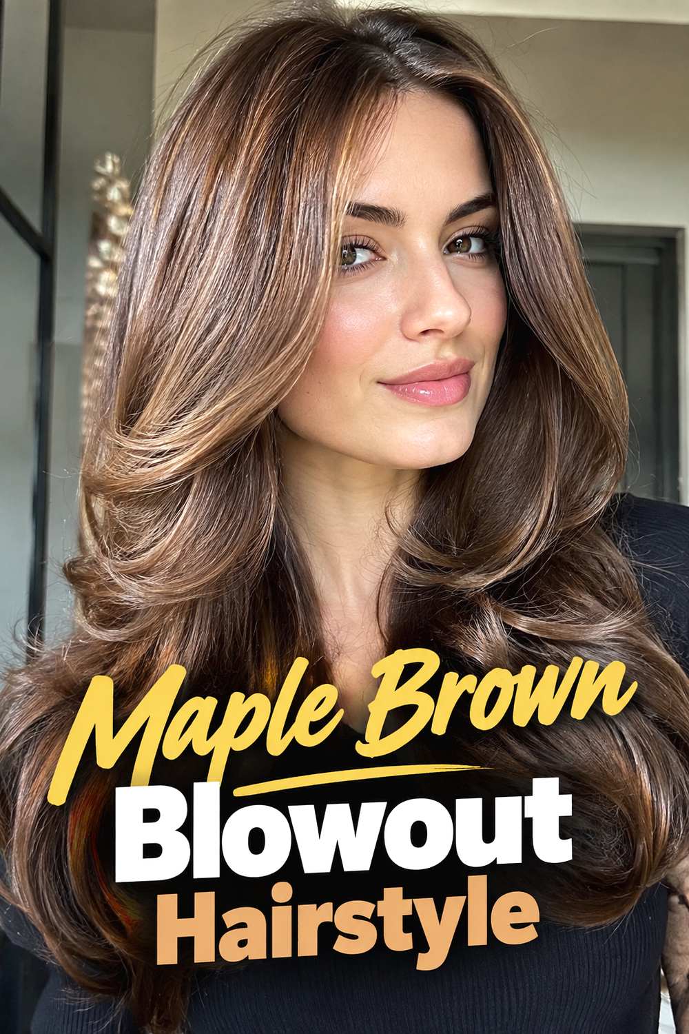 Maple Brown Blowout Hairstyle