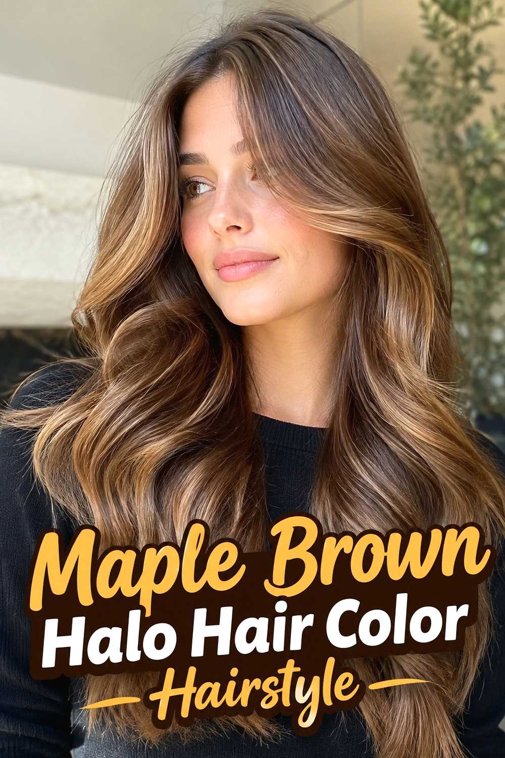 8. Maple Brown Halo Hair Color Hairstyle