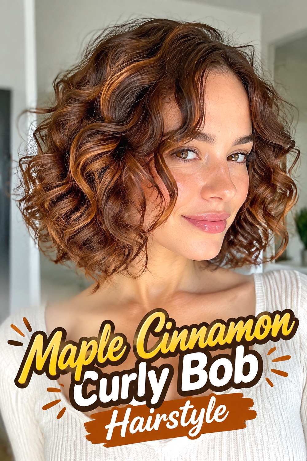Maple Cinnamon Curly Bob Hairstyle