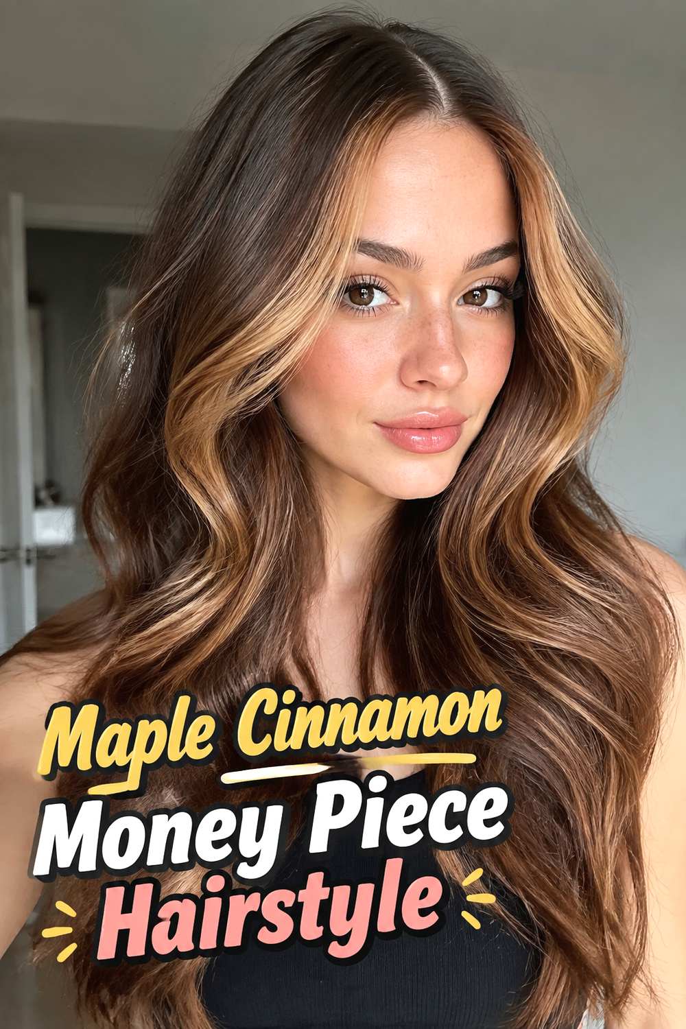 Maple Cinnamon Money Piece Hairstyle