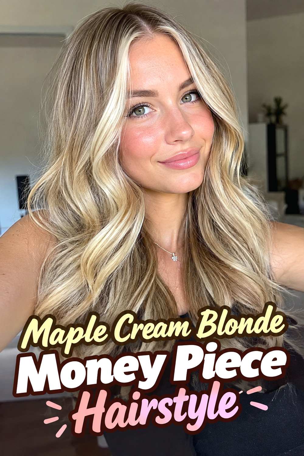 8. Maple Cream Blonde Money Piece Hairstyle
