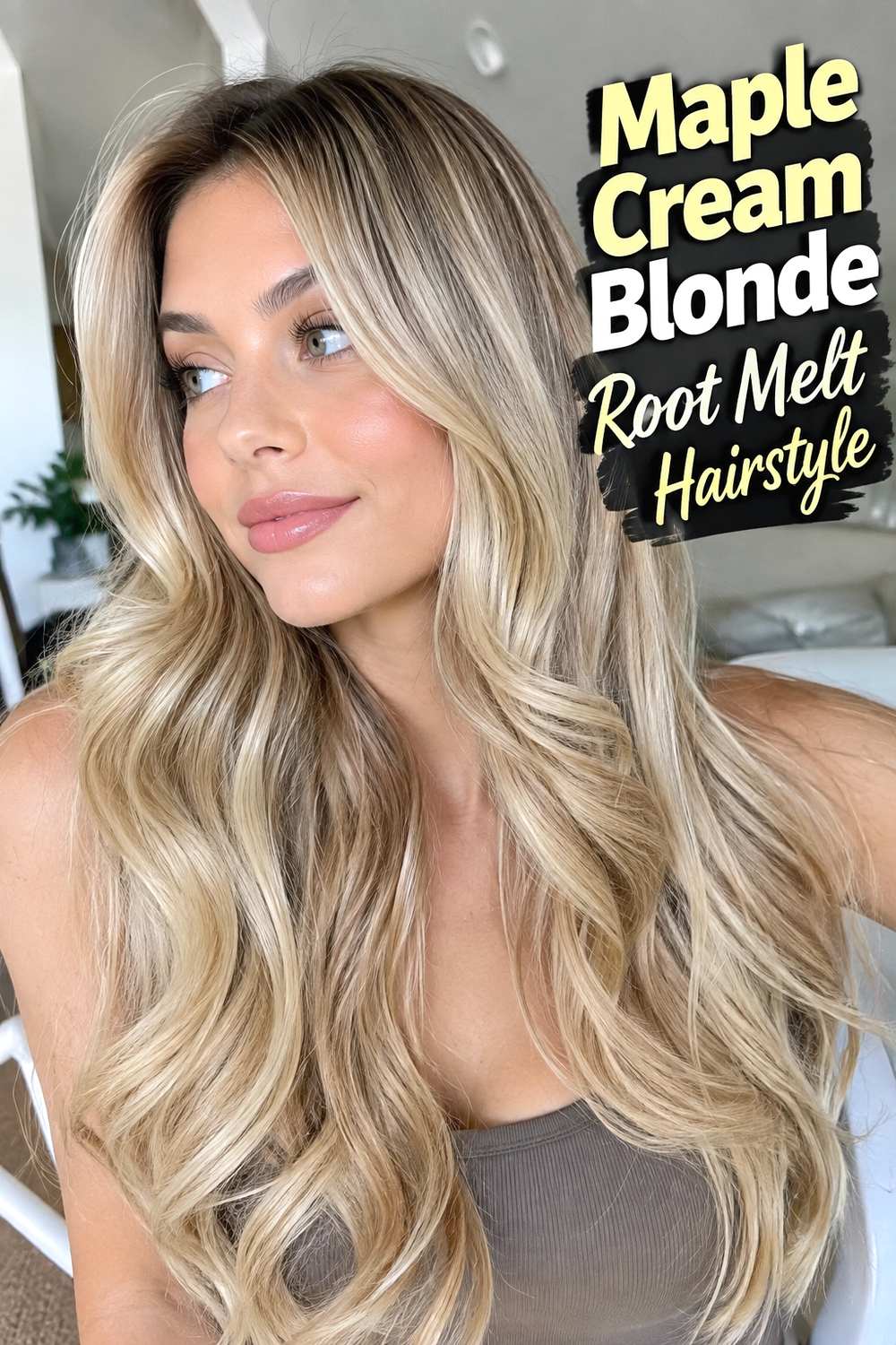 6. Maple Cream Blonde Root Melt Hairstyle