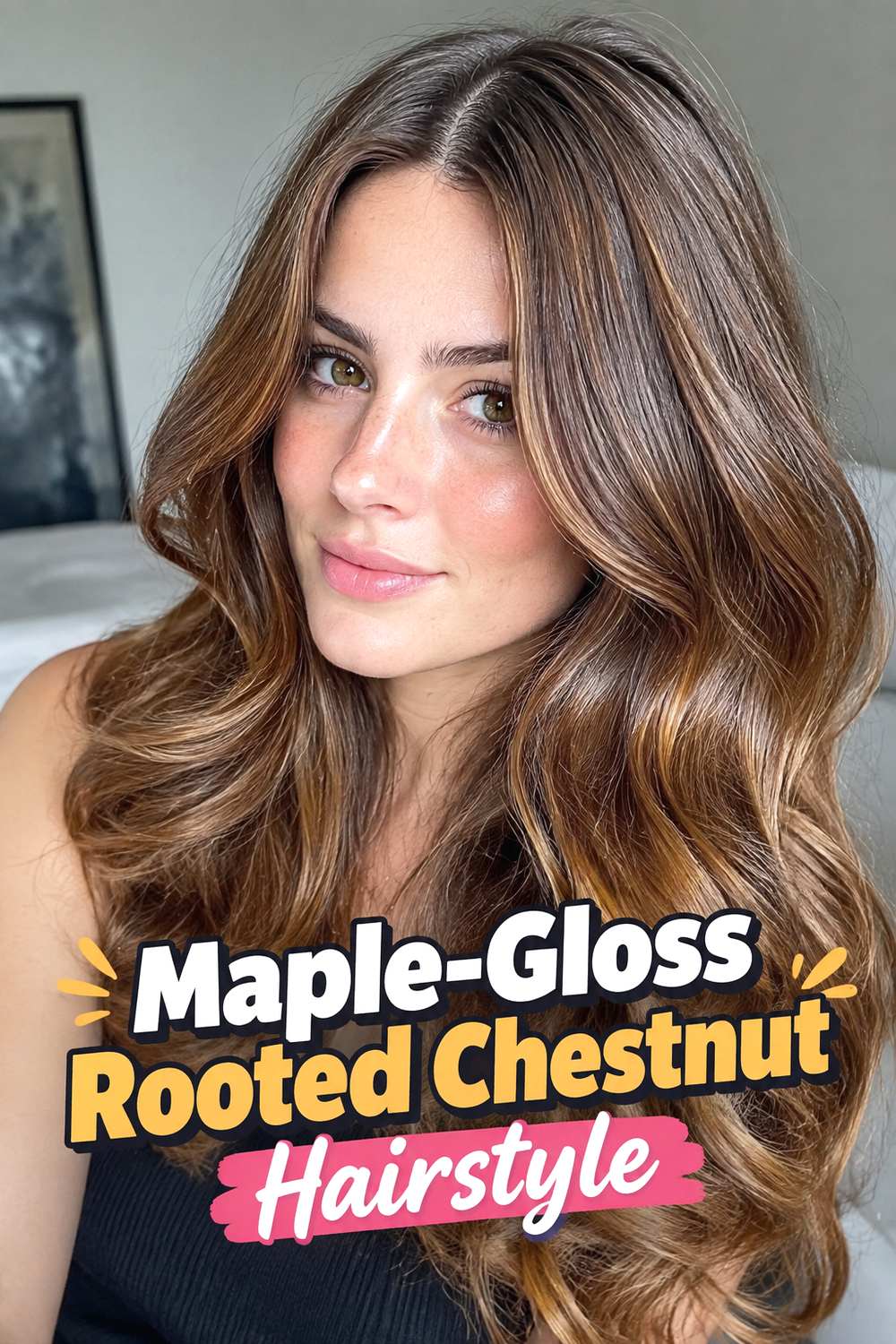 Maple-Gloss Rooted Chestnut Hairstyle