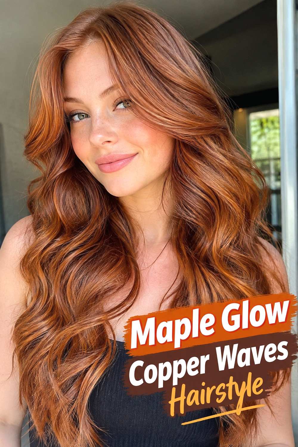 1. Maple Glow Copper Waves Hairstyle
