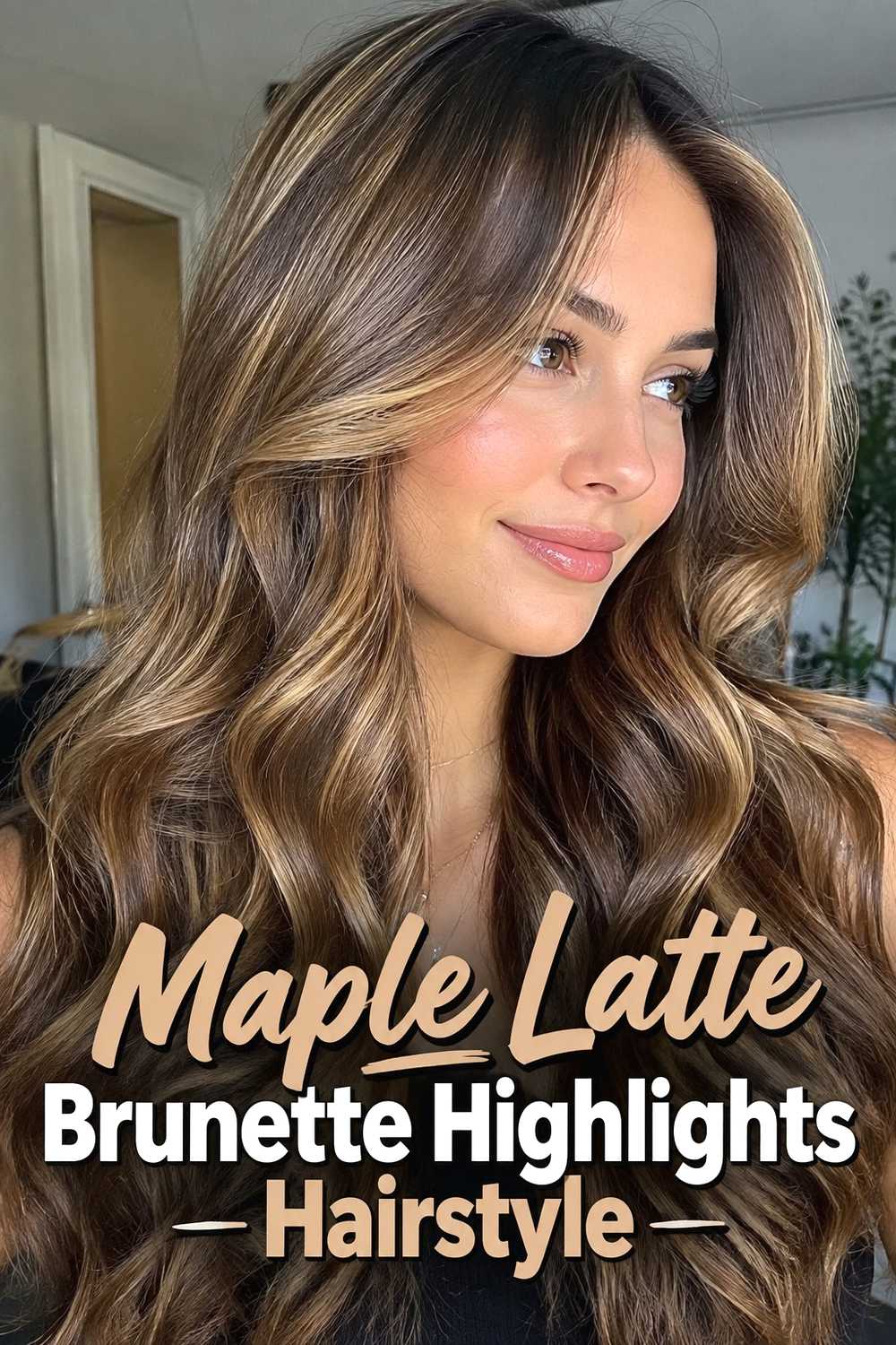 10. Maple Latte Brunette Highlights Hairstyle