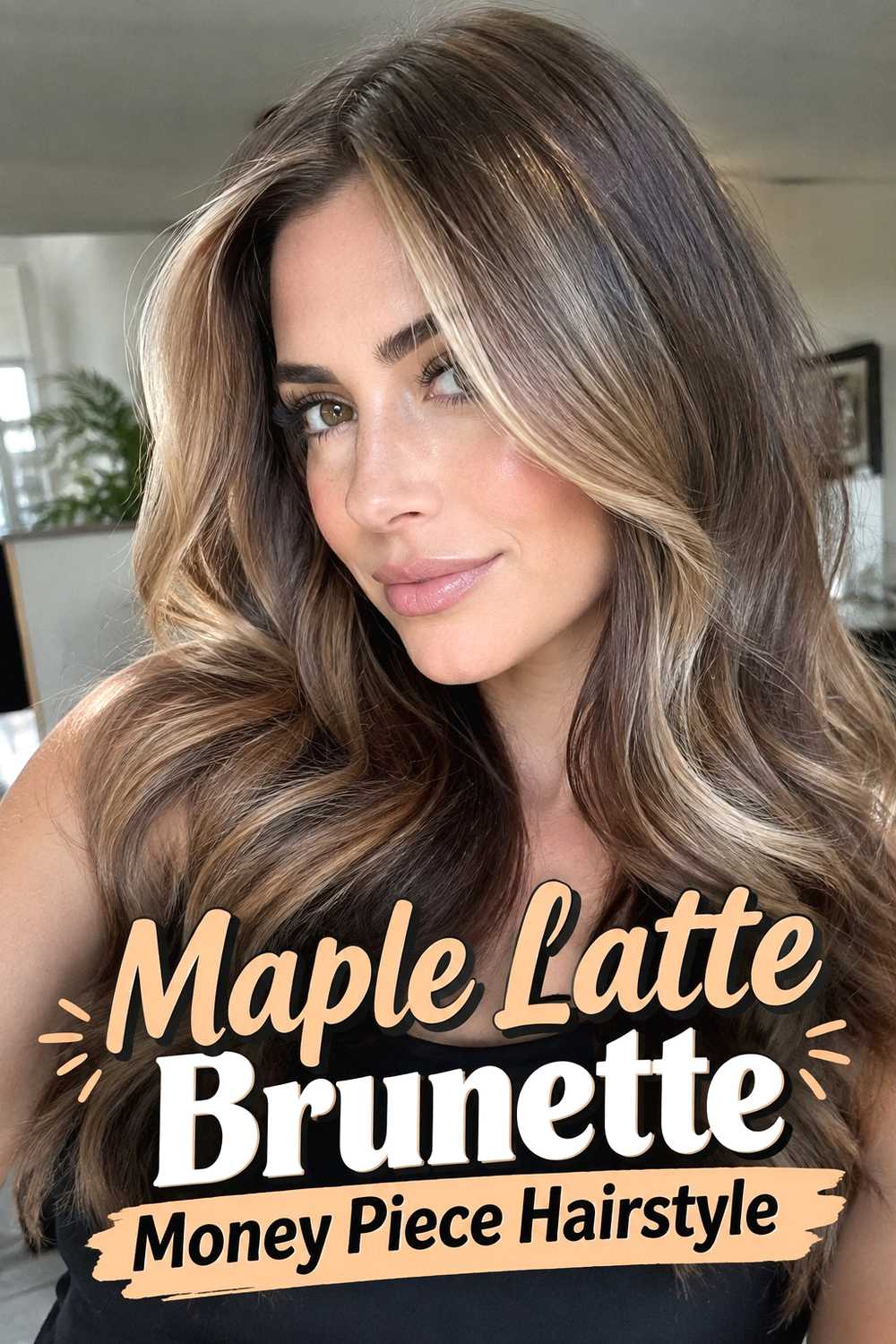 11. Maple Latte Brunette Money Piece Hairstyle