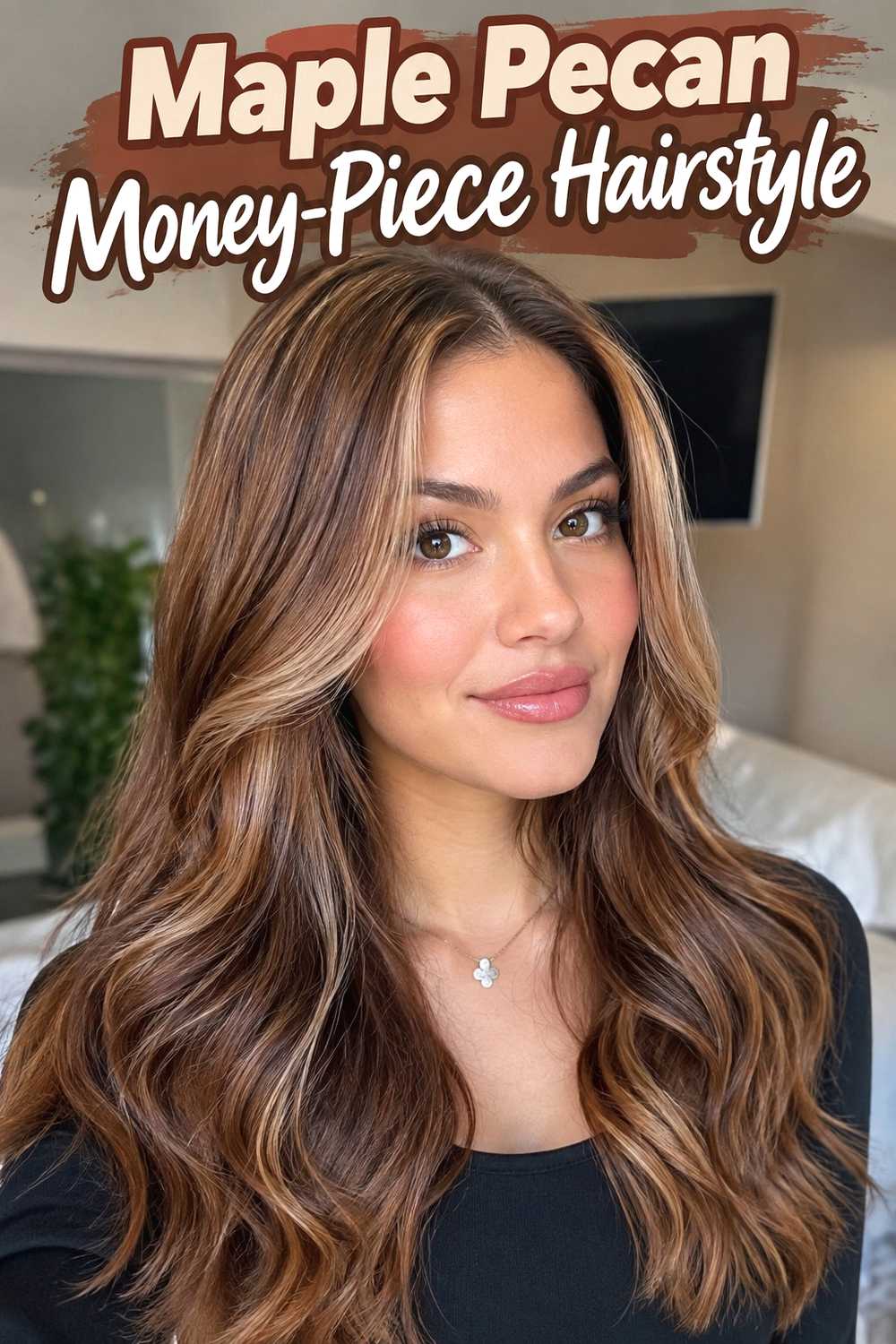 12. Maple Pecan Money Piece Hairstyle