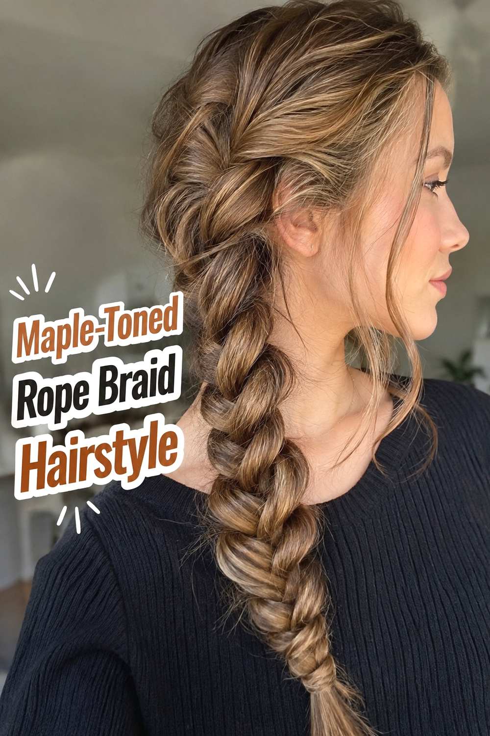 6. Maple Toned Rope Braid Hairstyle