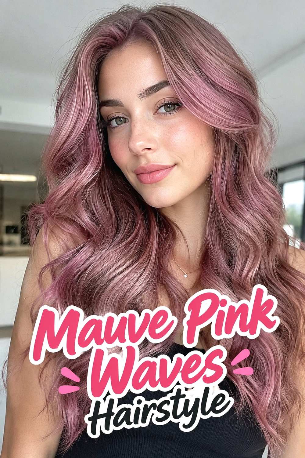 20. Mauve Pink Waves Hairstyle