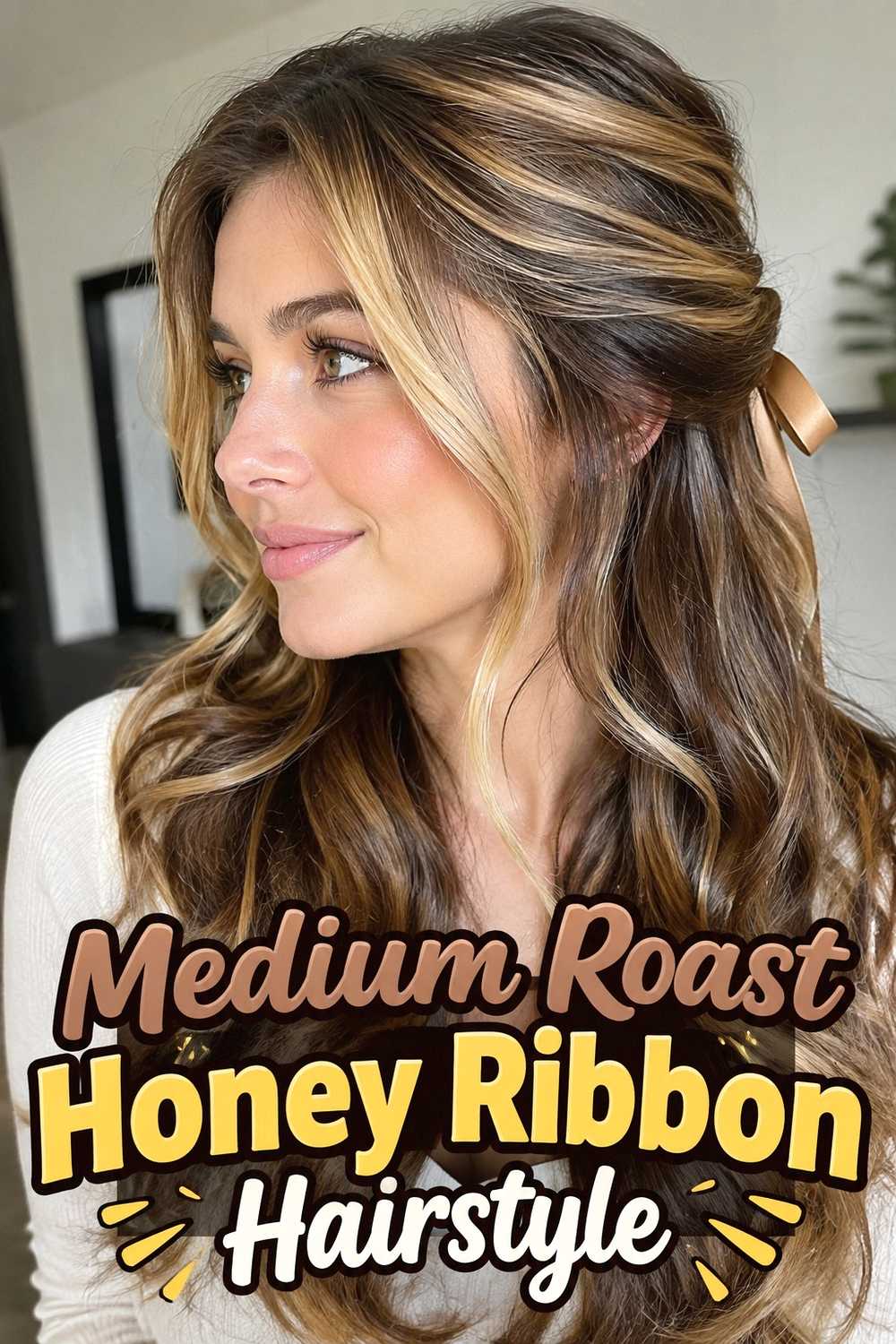 8. Medium Roast Honey Ribbon Hairstyle