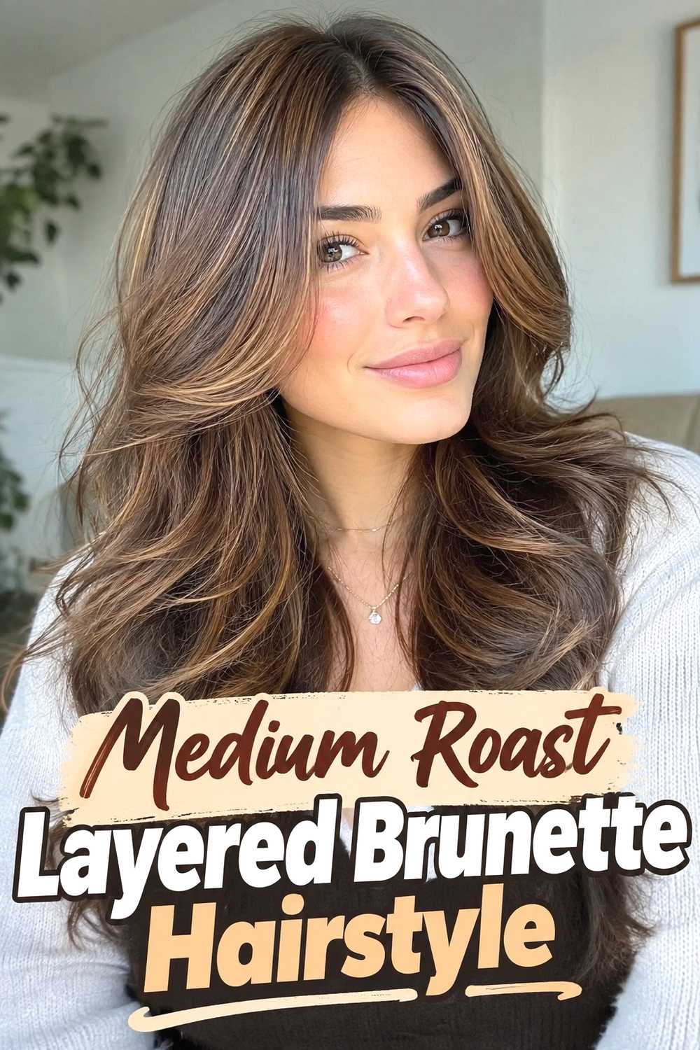 20. Medium Roast Layered Brunette Hairstyle