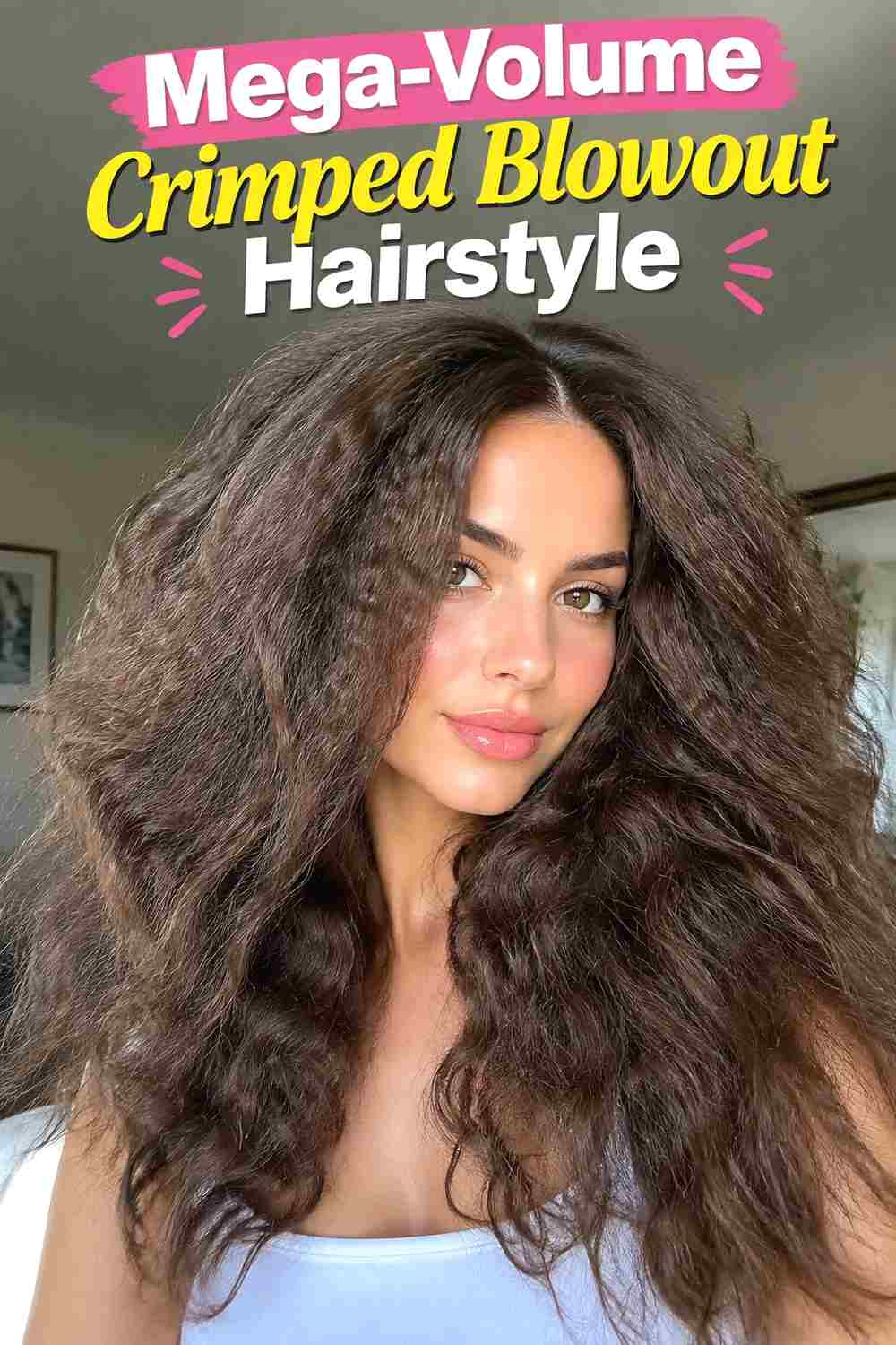 7. Mega Volume Crimped Blowout Hairstyle
