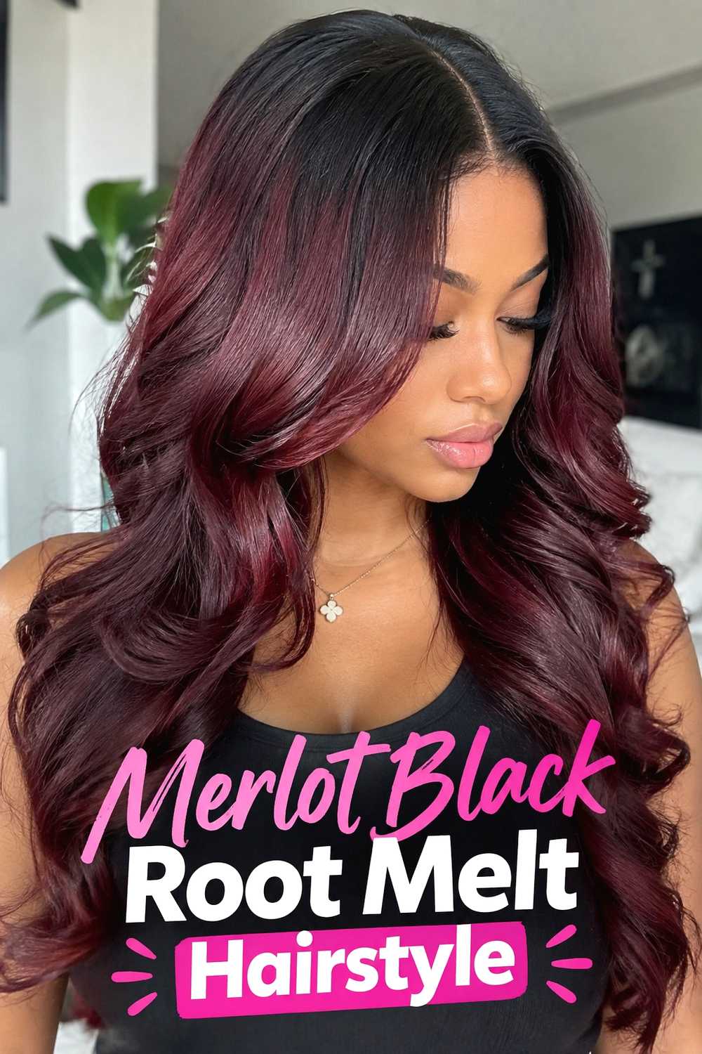 13. Merlot Black Root Melt Hairstyle