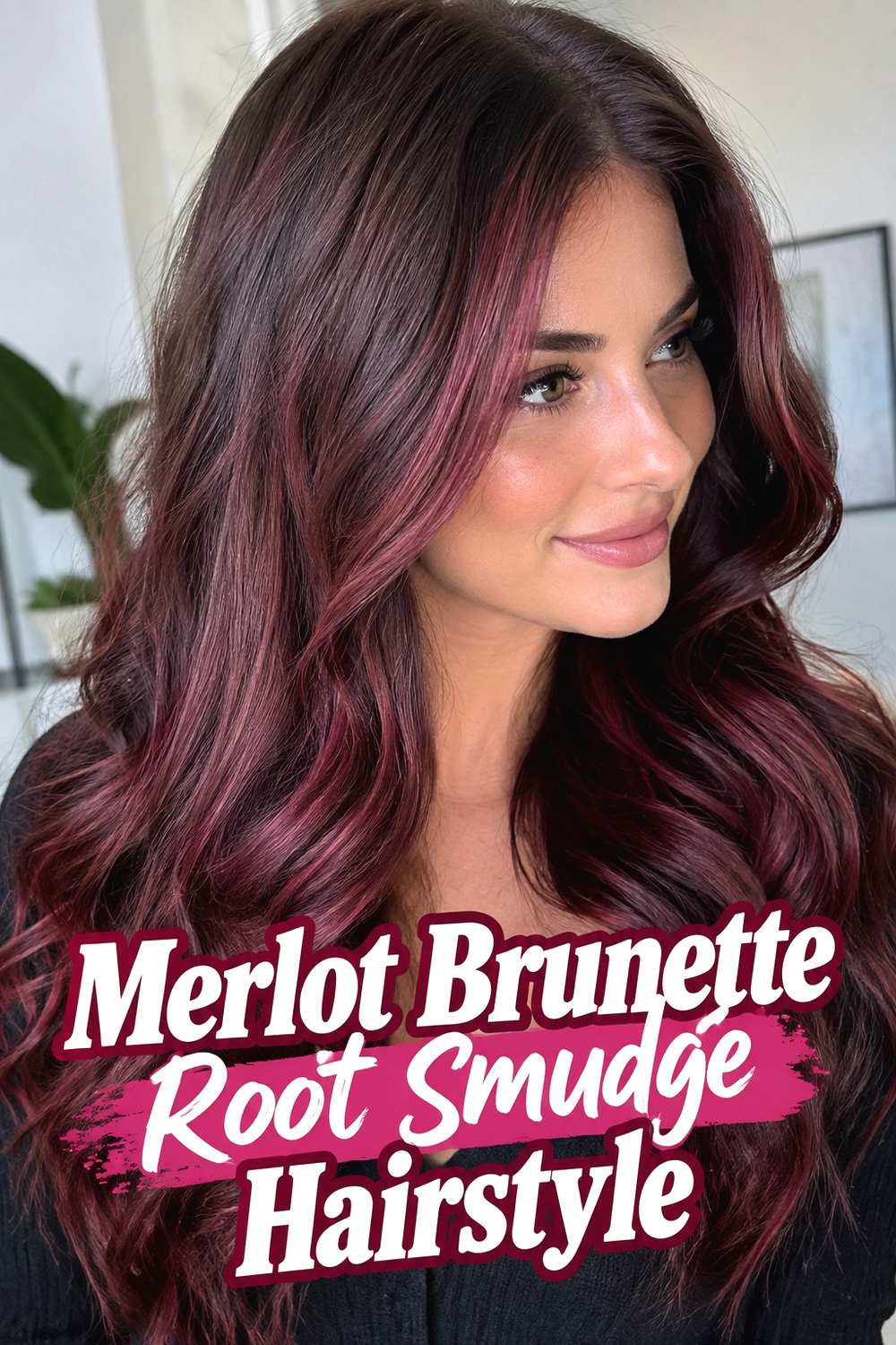 11. Merlot Brunette Root Smudge Hairstyle