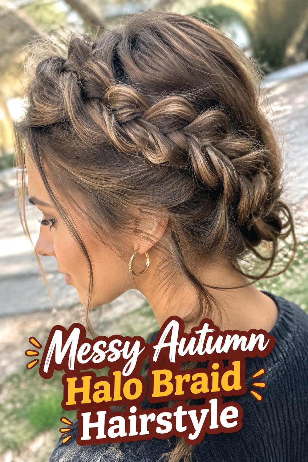 Messy Autumn Halo Braid Hairstyle