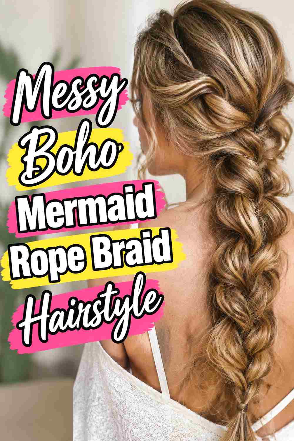 11. Messy Boho Mermaid Rope Braid Hairstyle