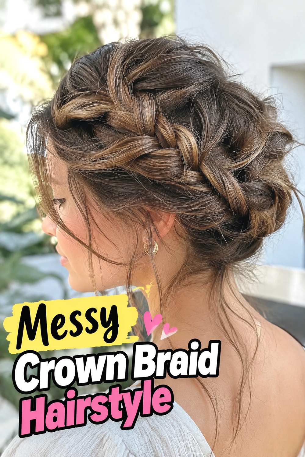 Messy Crown Braid Hairstyle