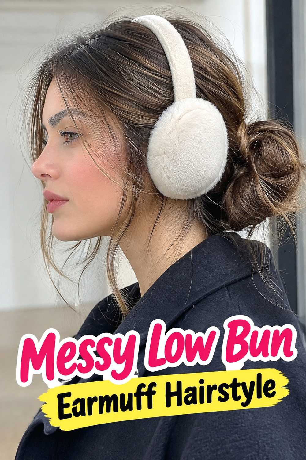6. Messy Low Bun Earmuff Hairstyle