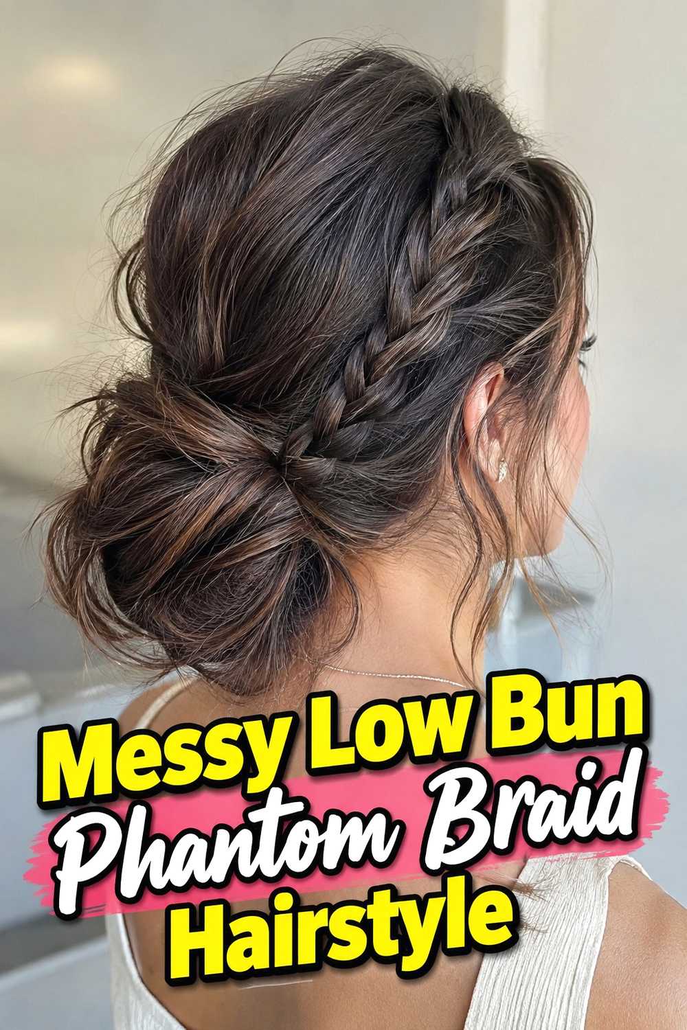 15. Messy Low Bun Phantom Braid Hairstyle