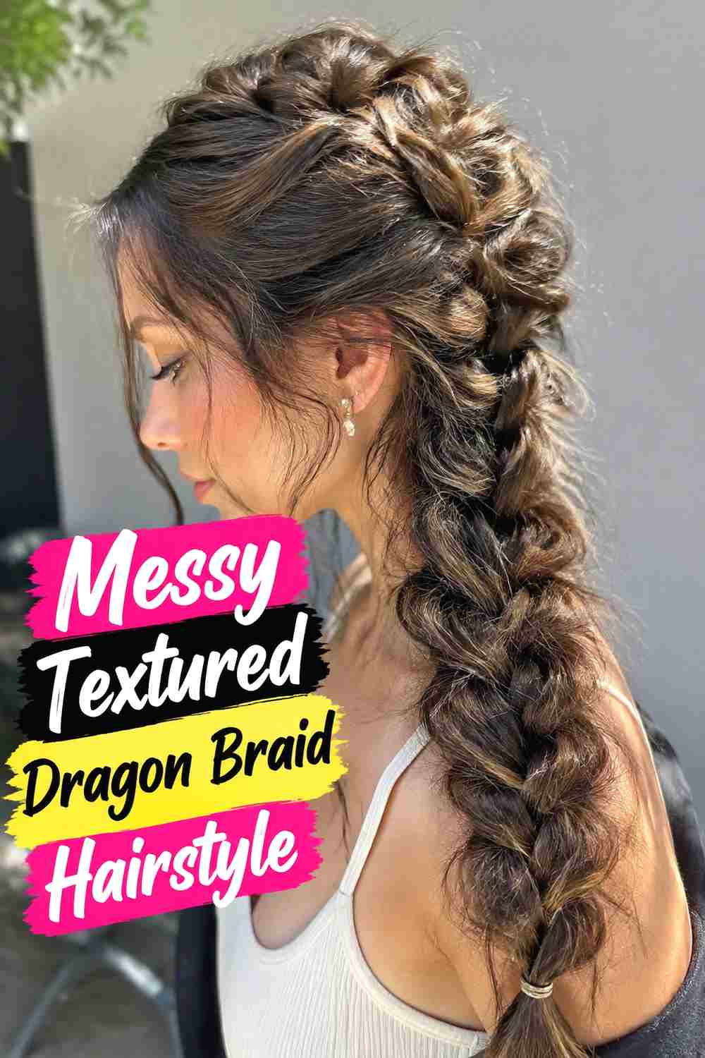 6. Messy Textured Dragon Braid Hairstyle