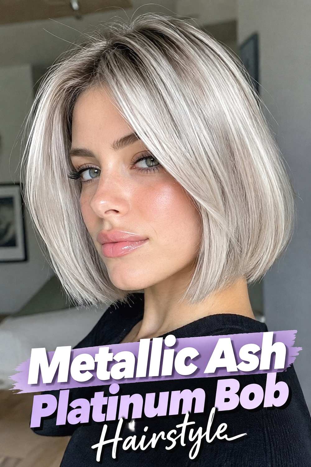 4. Metallic Ash Platinum Bob Hairstyle