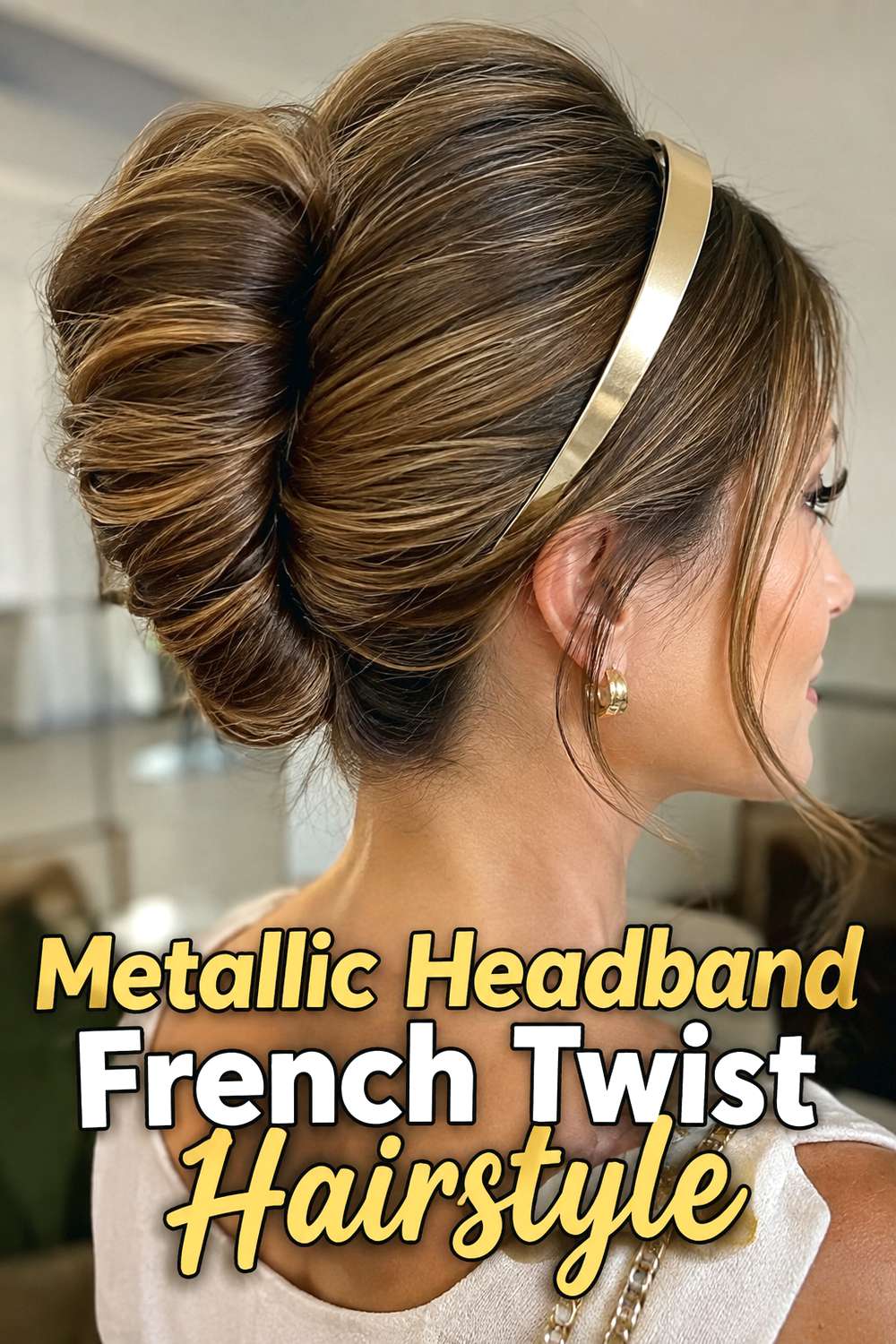 Metallic Headband French Twist Hairstyle