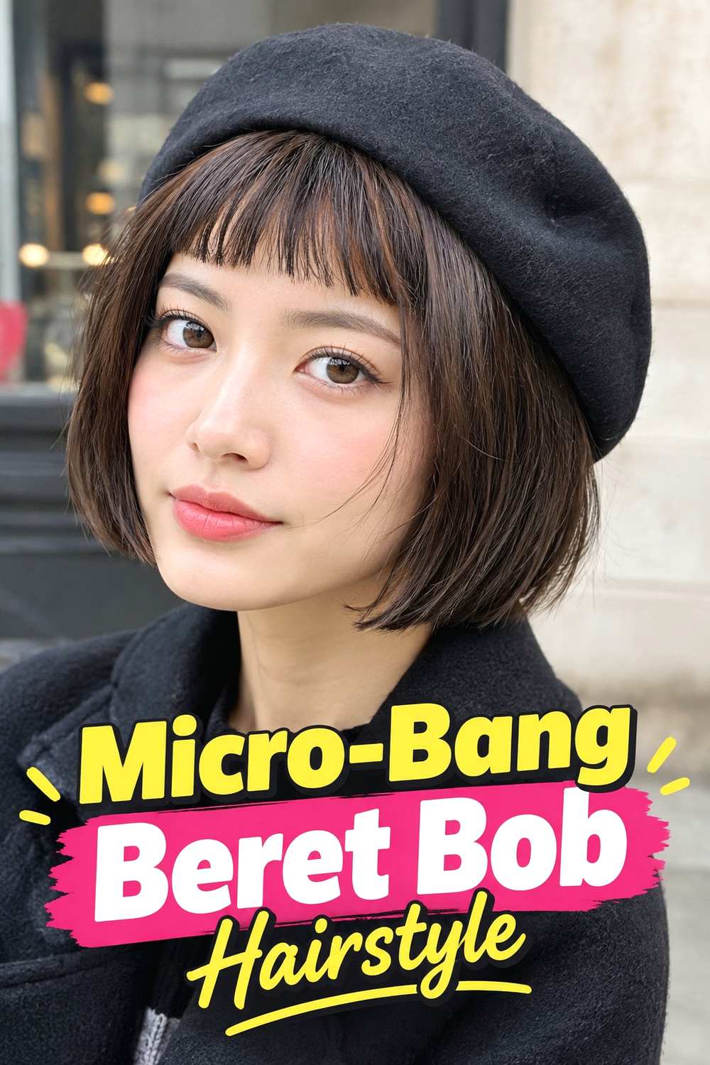 6. Micro Bang Beret Bob Hairstyle