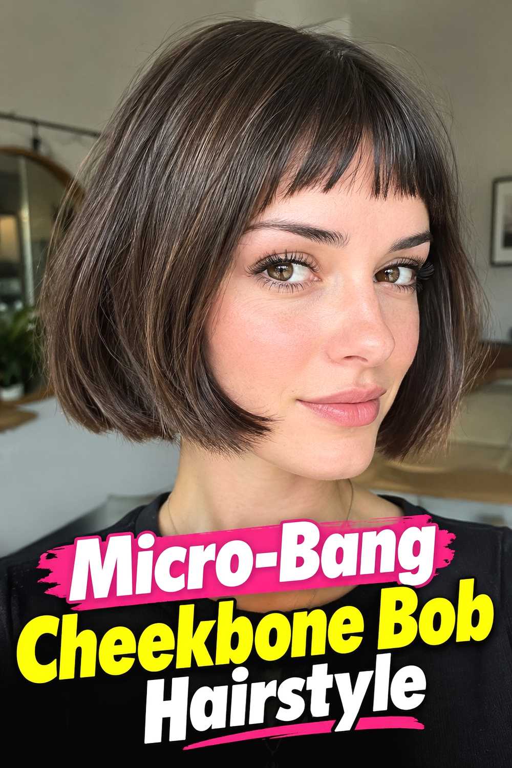 19. Micro Bang Cheekbone Bob Hairstyle