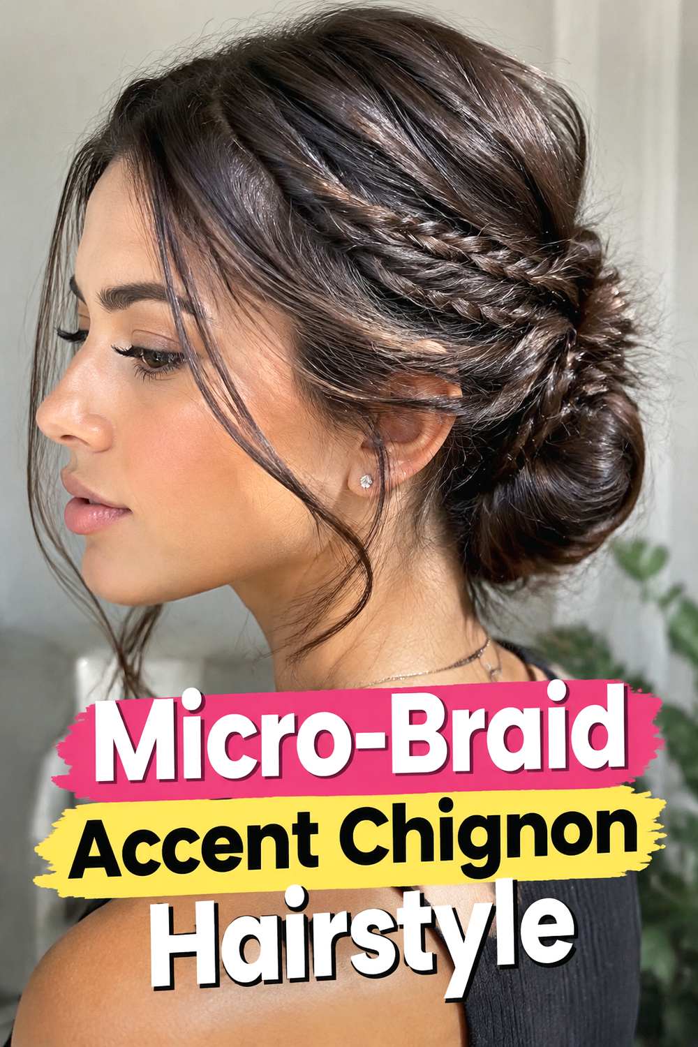 Micro-Braid Accent Chignon Hairstyle