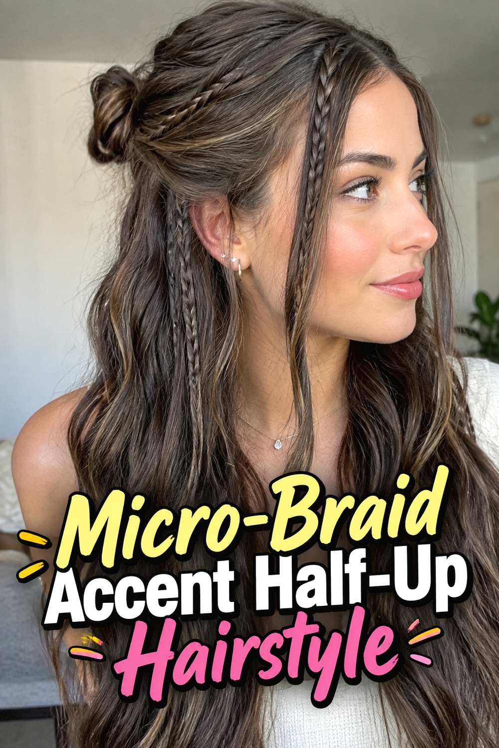 Micro-Braid Accent Half-Up Hairstyle