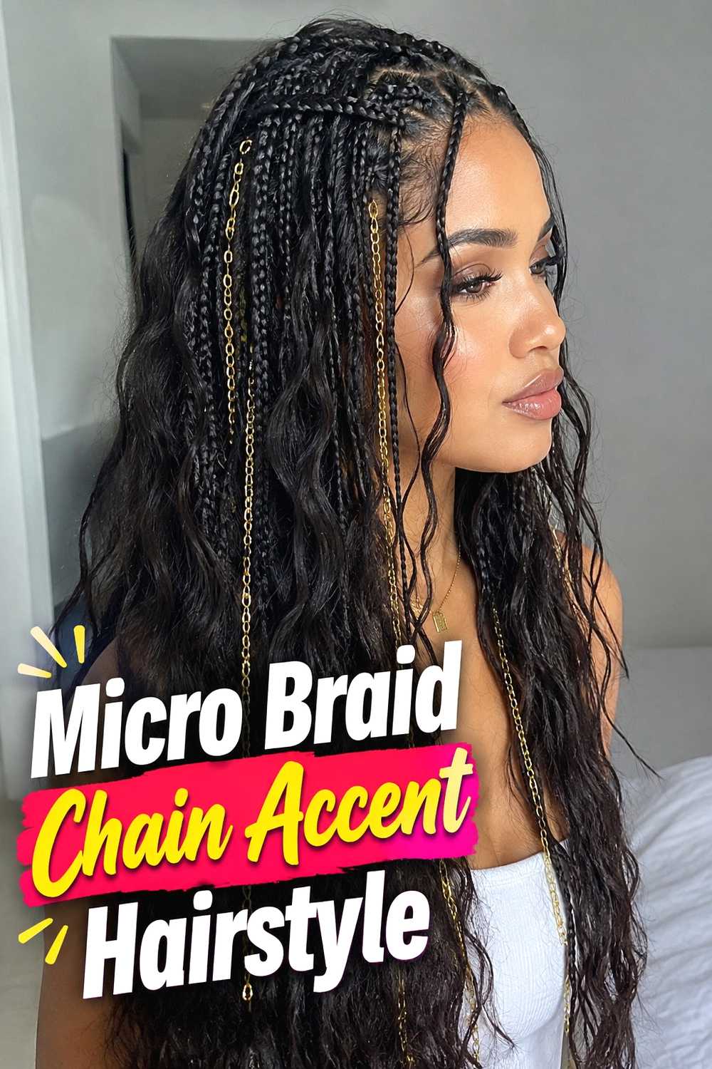9. Micro Braid Chain Accent Hairstyle