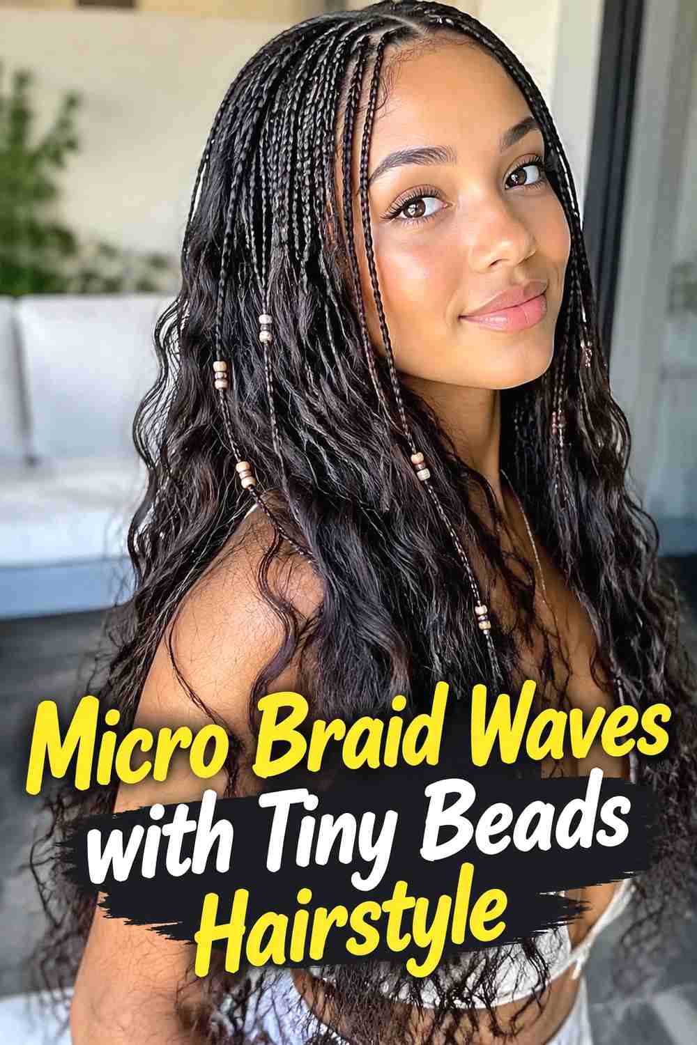 16. Micro Braid Waves With Tiny Beads Hairstyle