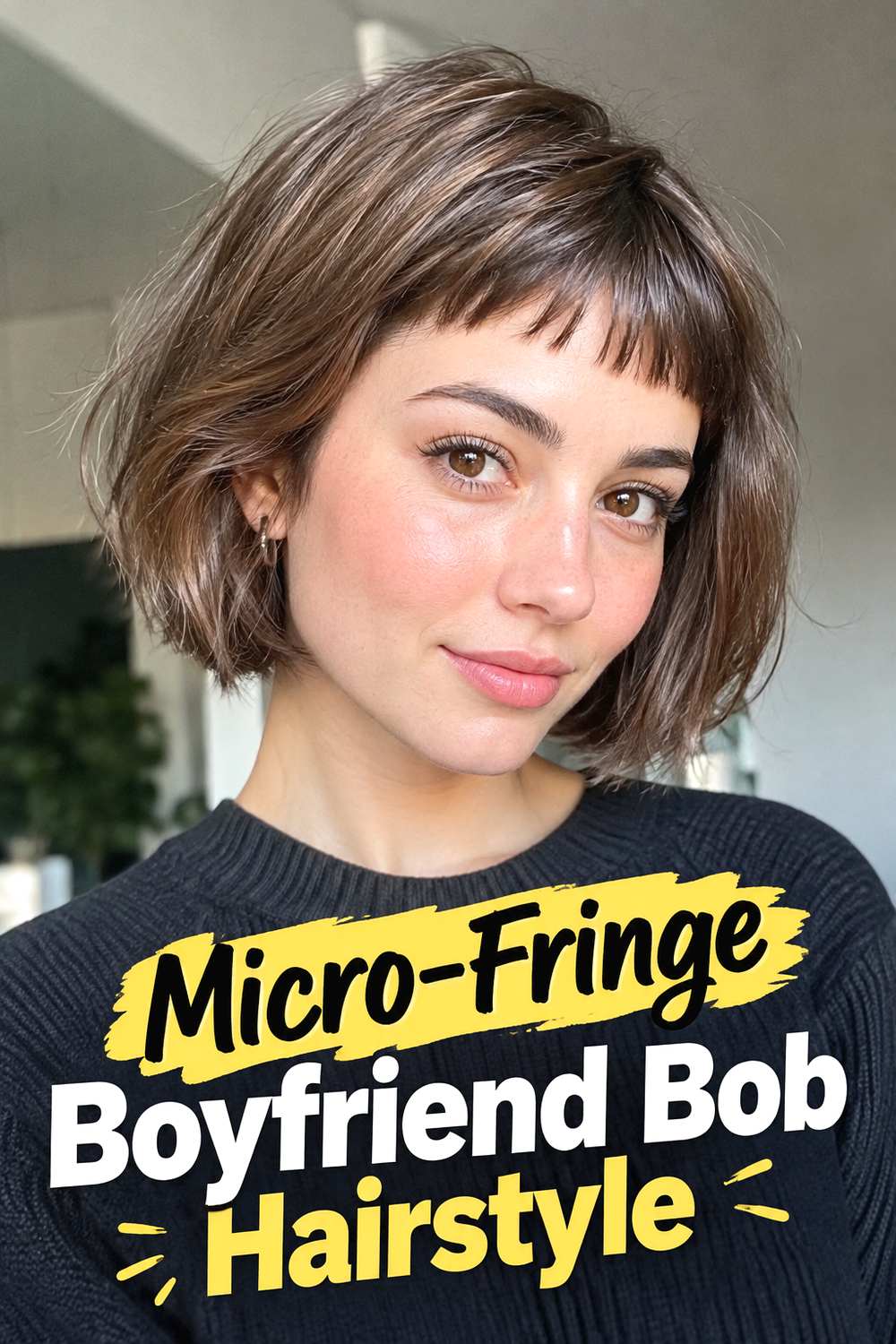 Micro-Fringe Boyfriend Bob Hairstyle