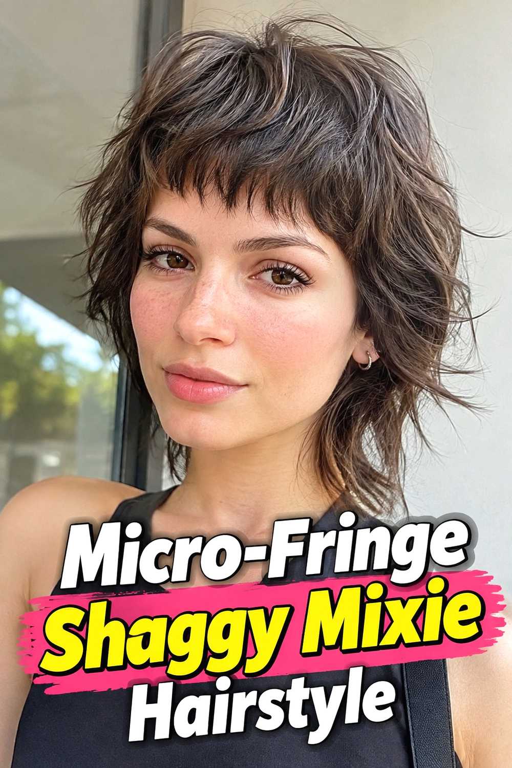 12. Micro Fringe Shaggy Mixie Hairstyle