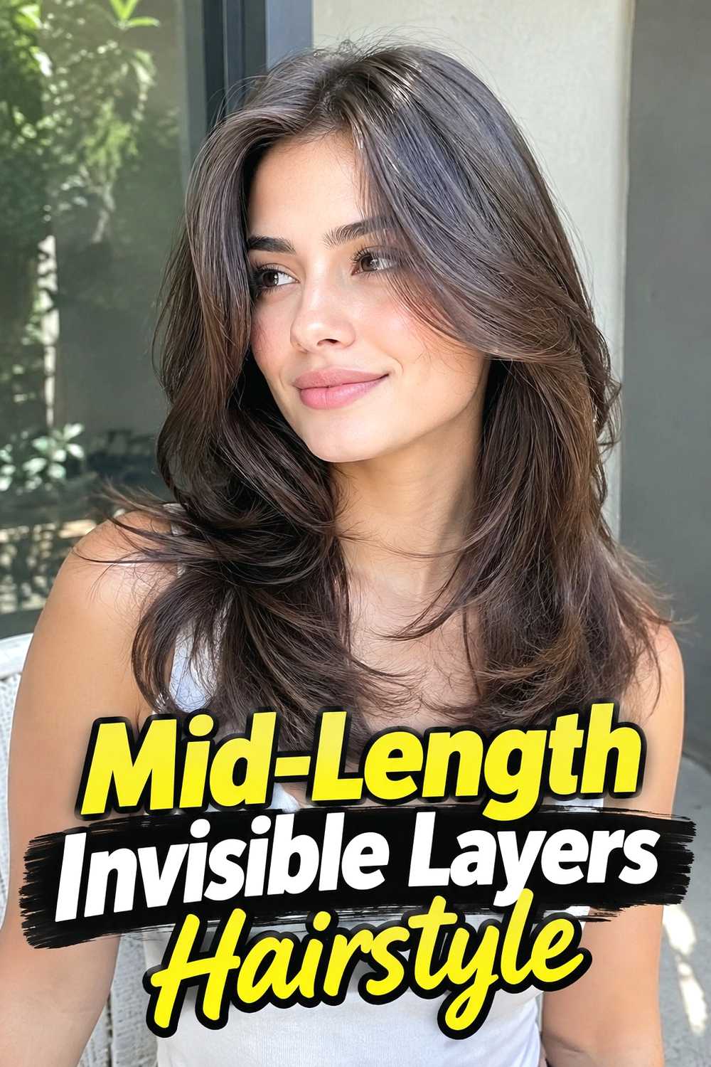 3. Mid Length Invisible Layers Hairstyle