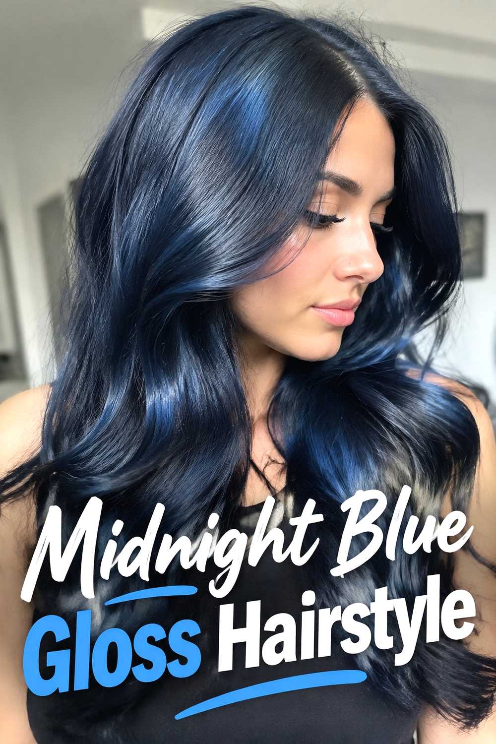 2. Midnight Blue Gloss Hairstyle