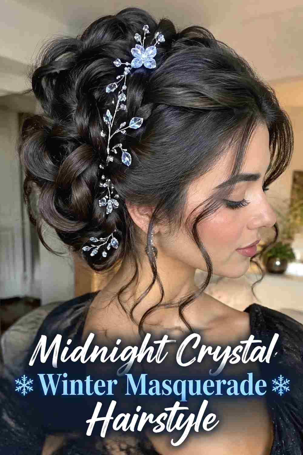 16. Midnight Crystal Winter Masquerade Hairstyle