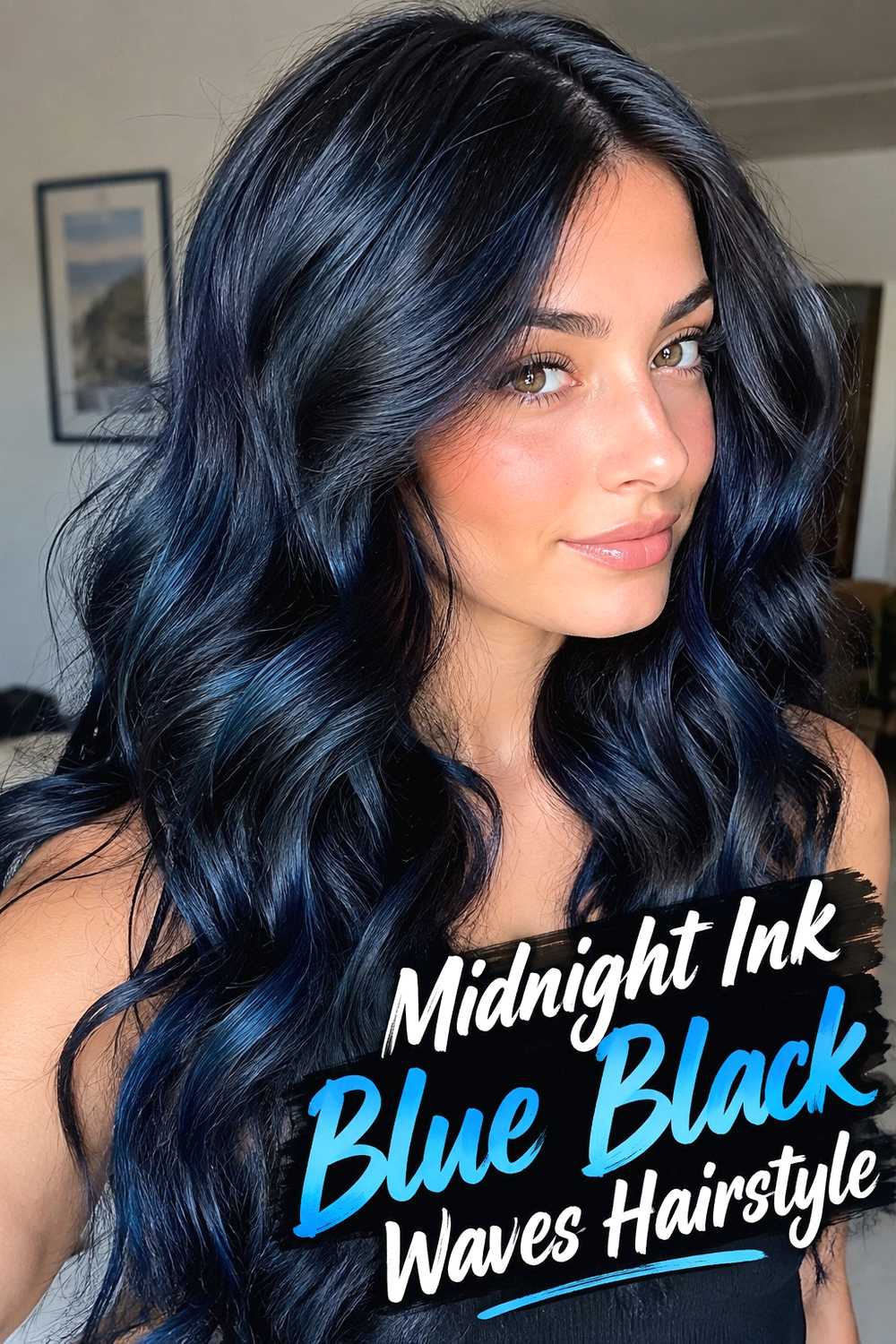 1. Midnight Ink Blue Black Waves Hairstyle