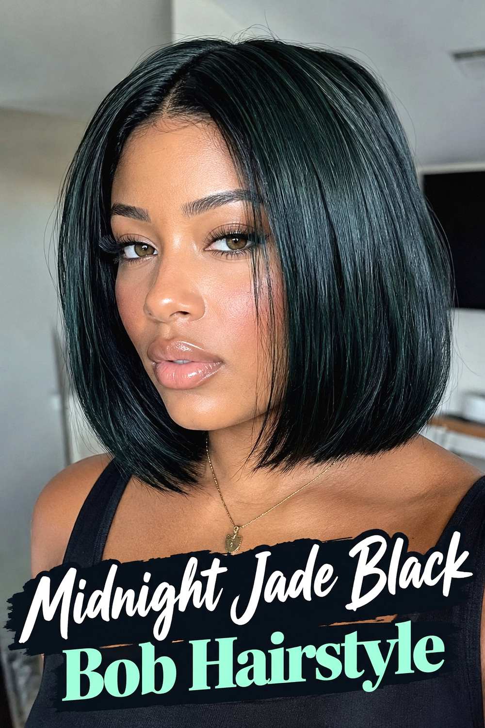 5. Midnight Jade Black Bob Hairstyle