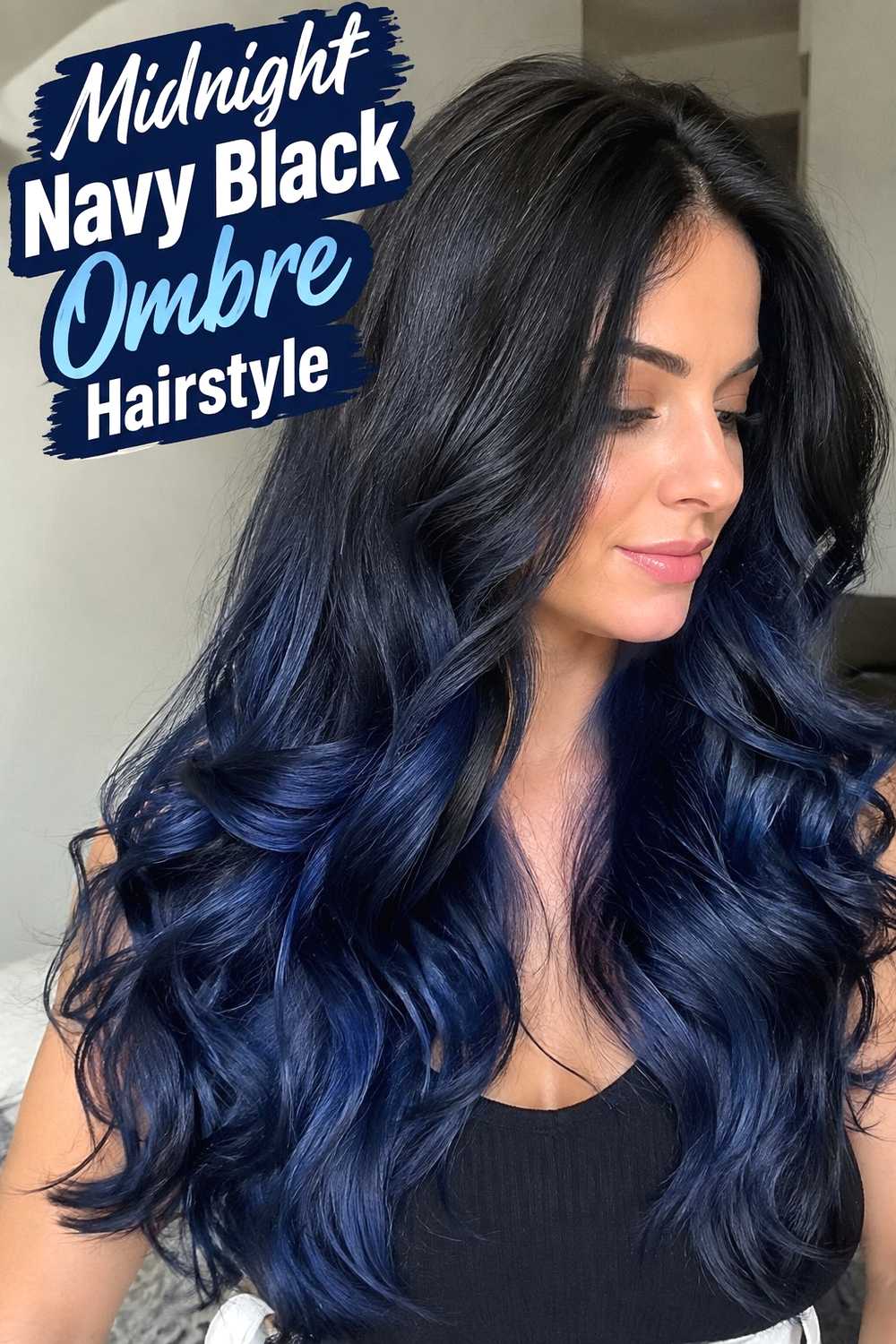 8. Midnight Navy Black Ombre Hairstyle